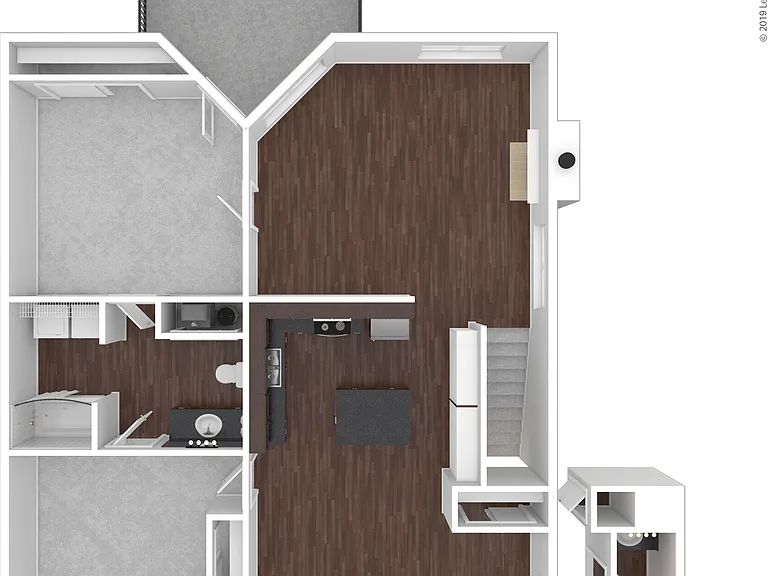2 Bedroom, 1 Bath: Beds - 2: Baths - 1: SqFt Range - 1190 to 1190