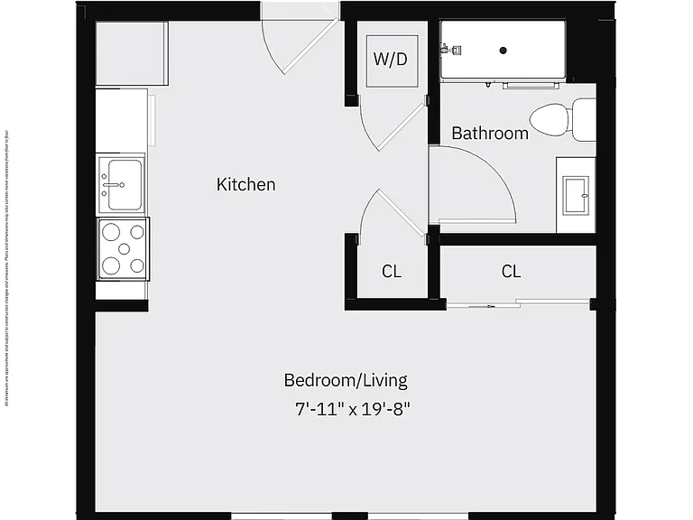 0 BED 1 BATH - E | 424 SF 0 BED 1 BATH - E | 424 SF