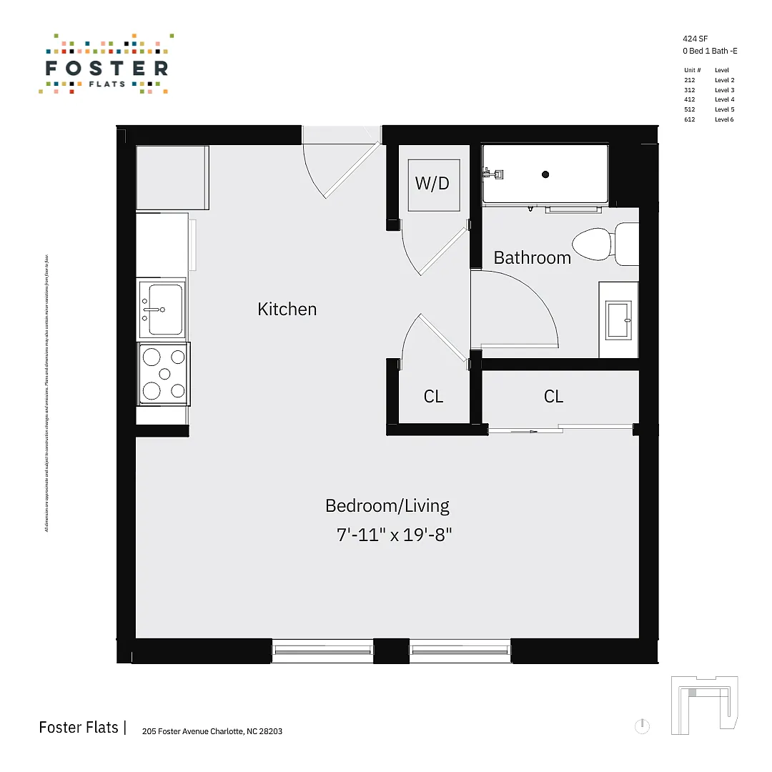 Floor plan 0 Bed 1 Bath - C