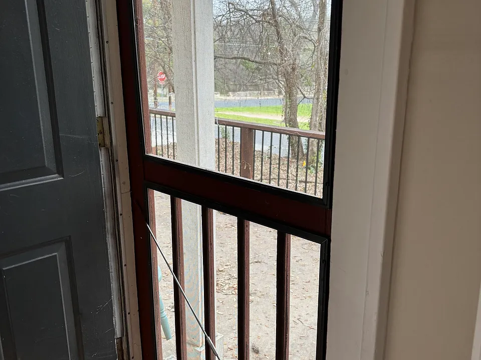 Front door looking across the street to Stacy Park.