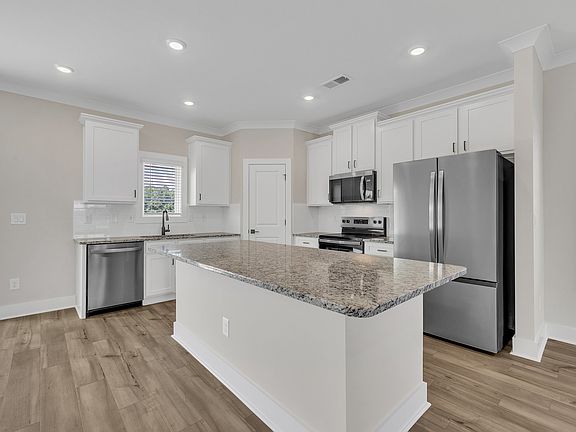 Angled-view of the kitchen.