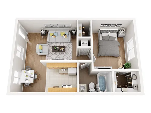 Floor plan Circle 1 Bedroom