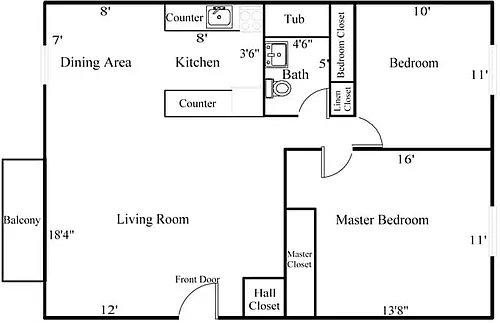 Floor plan 2 Bedroom