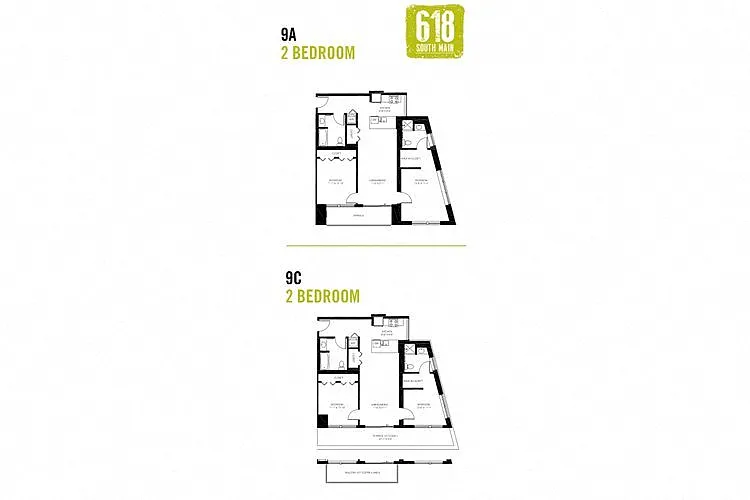 Floor plan 2 Bedroom 2 Bath 1009 sq. ft.