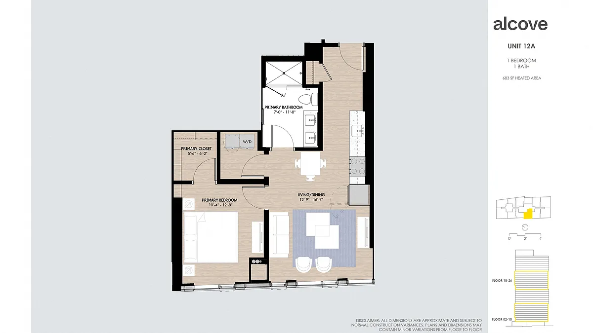 Floor plan Alcove One Bedroom 12