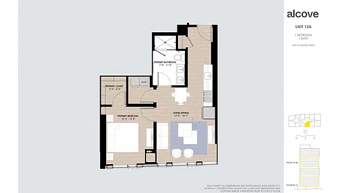 Floor plan Alcove One Bedroom 12