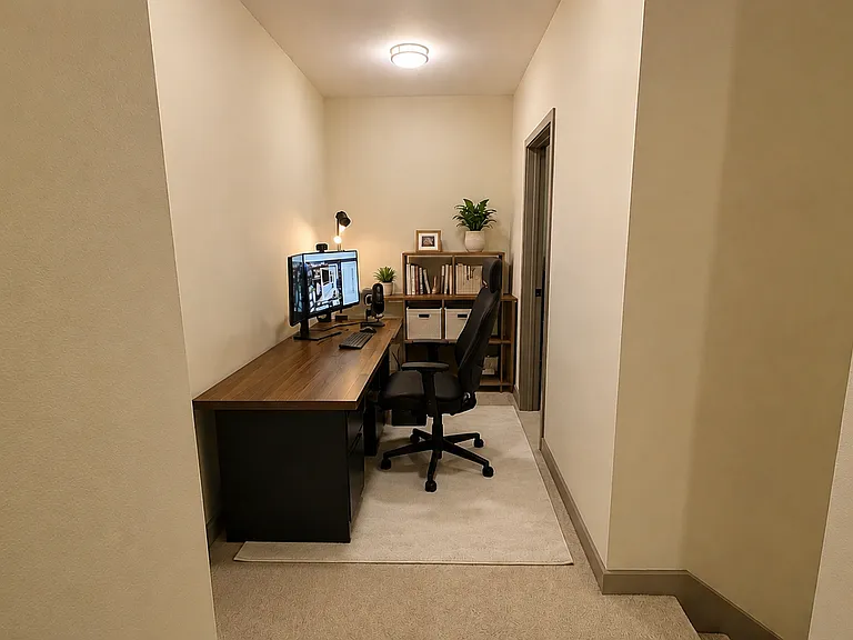 a nook on the second floor that can serve as an office or multipurpose area