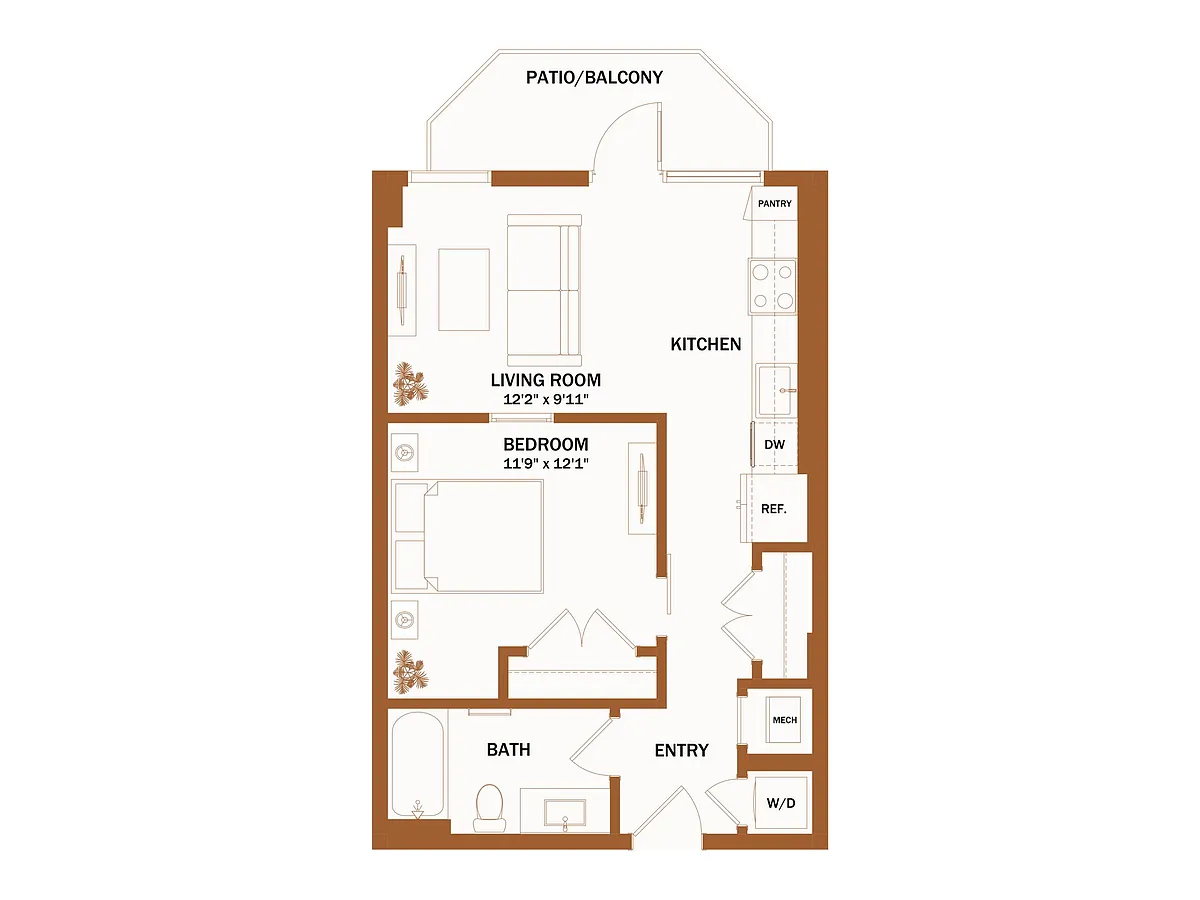 Floor plan A3 - Jr 1 Bed | 1 Bath