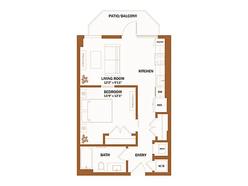Floor plan A3 - Jr 1 Bed | 1 Bath