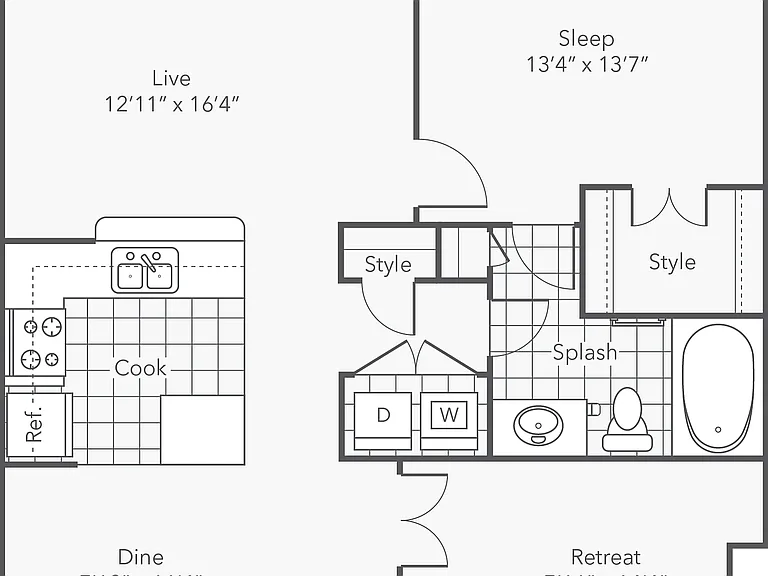 Loring | 1-Bedroom Floorplan Loring | 1-Bedroom Floorplan