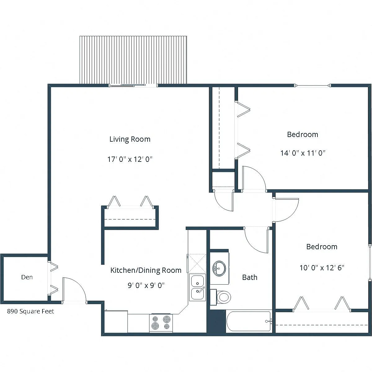 Floor plan Two Bedroom 21B