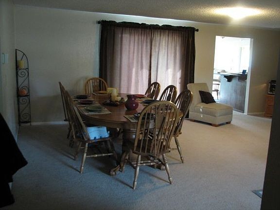 Dining area with sliding door to deck