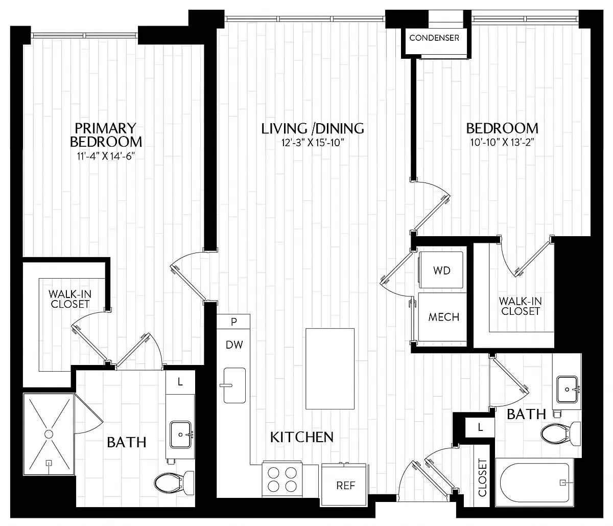 Floor plan 2 Bed/2 Bath-B2M2