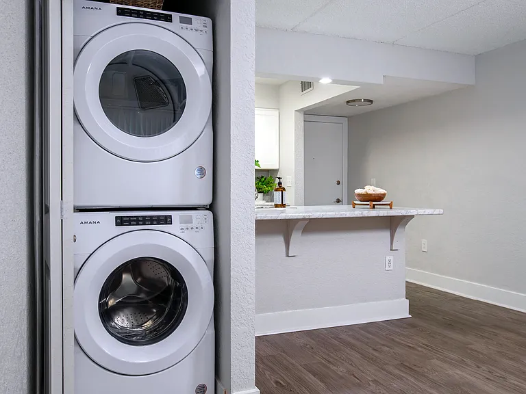 Enjoy the ease of doing laundry at home with a modern, energy-efficient stackable washer and dryer, thoughtfully included in each apartment home for your convenience.