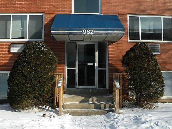 One of the buildings at Plaza Garden Apartments.