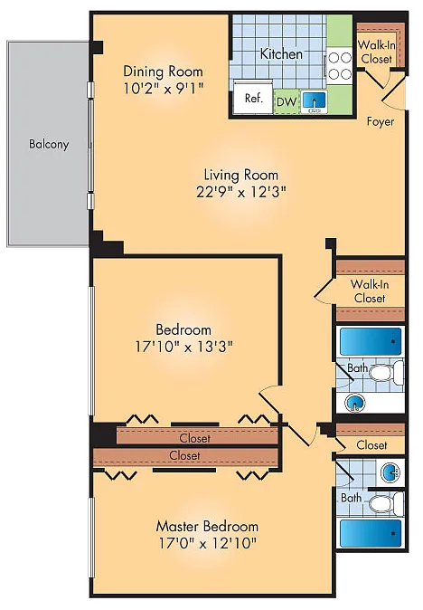 Floor plan 2 Bedroom 2 Bath A