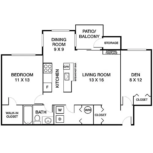 Floor plan White Oak with Den Premier
