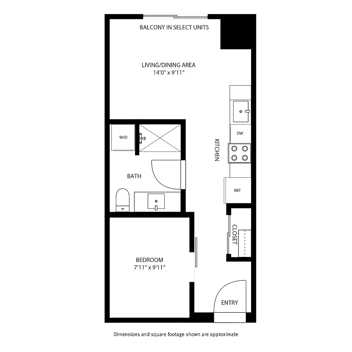 Floor plan 1 Bedroom / 1 Bath
