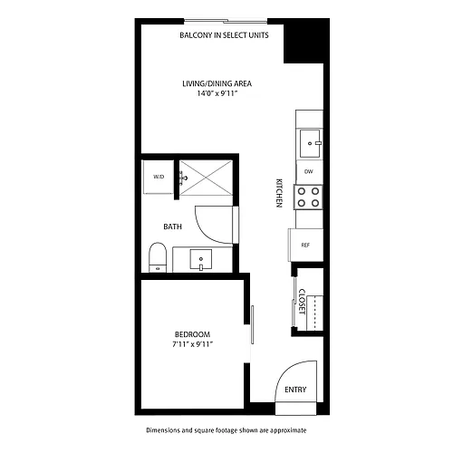 Floor plan 1 Bedroom / 1 Bath