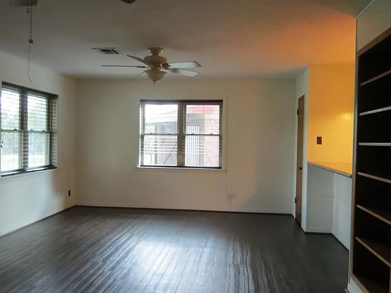 Family room with hardwood floors