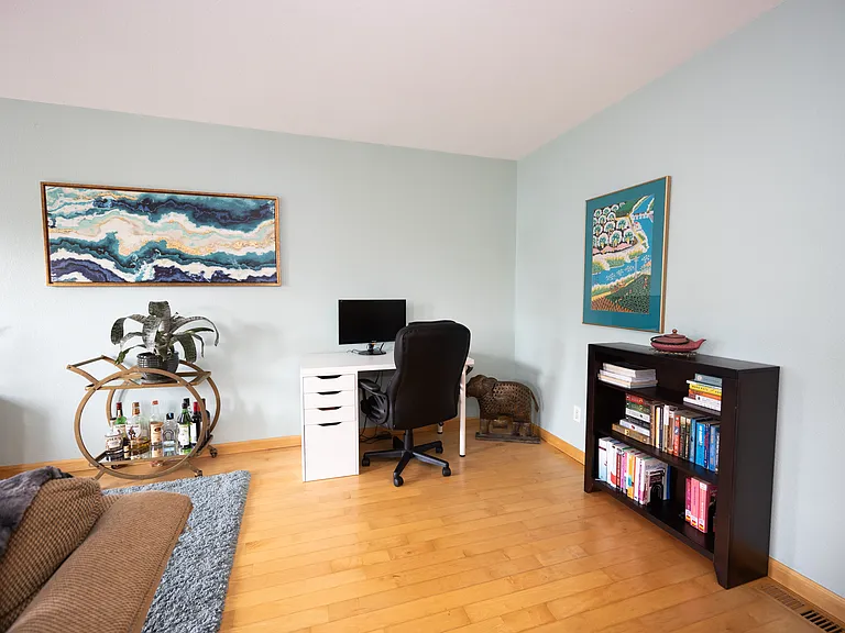 living room and office nook
