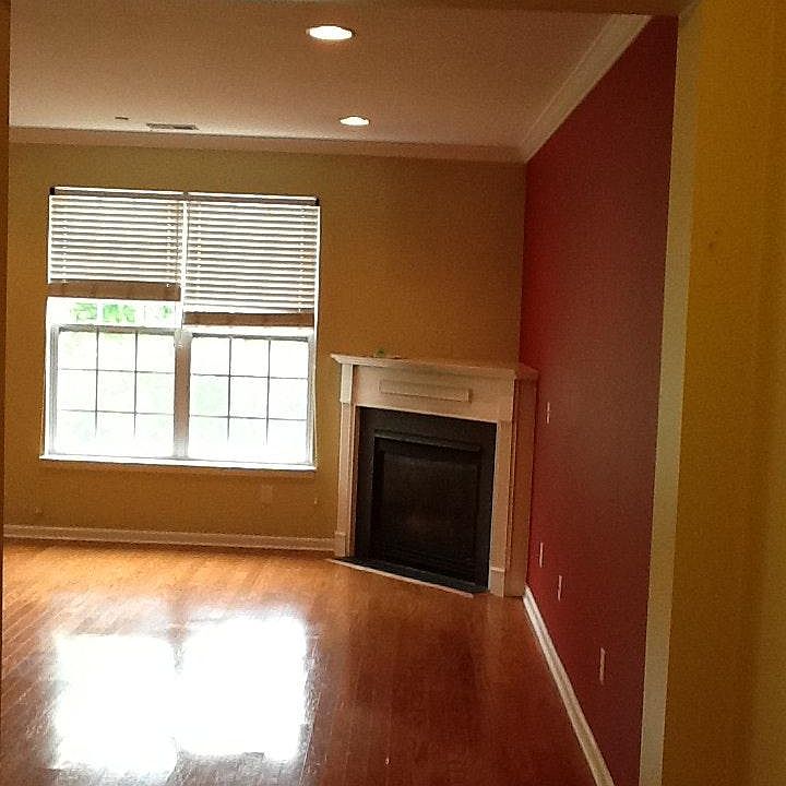 Fireplace in a roomy living room