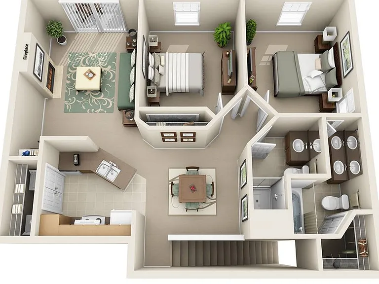 2 Bedroom | 2 Bath | 1007 SF | Attached Garage Available 2 Bedroom | 2 Bath | 1007 SF | Attached Garage Available