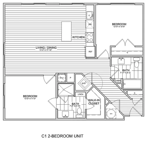 Floor plan 2 Bed/2 Bath-C1