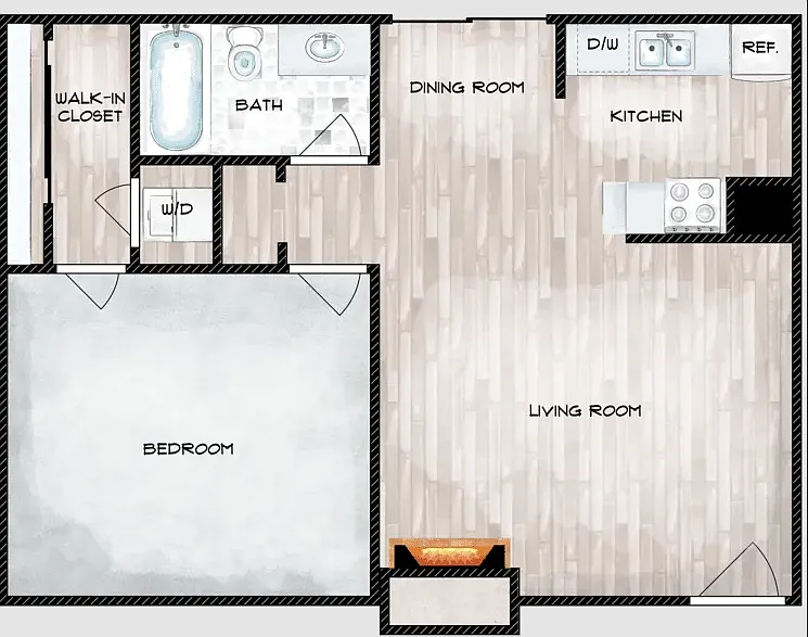 Floor plan A1R - 1x1