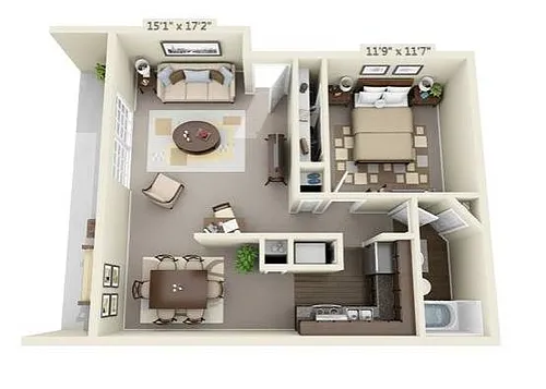 Floor plan One Bedroom Apartment