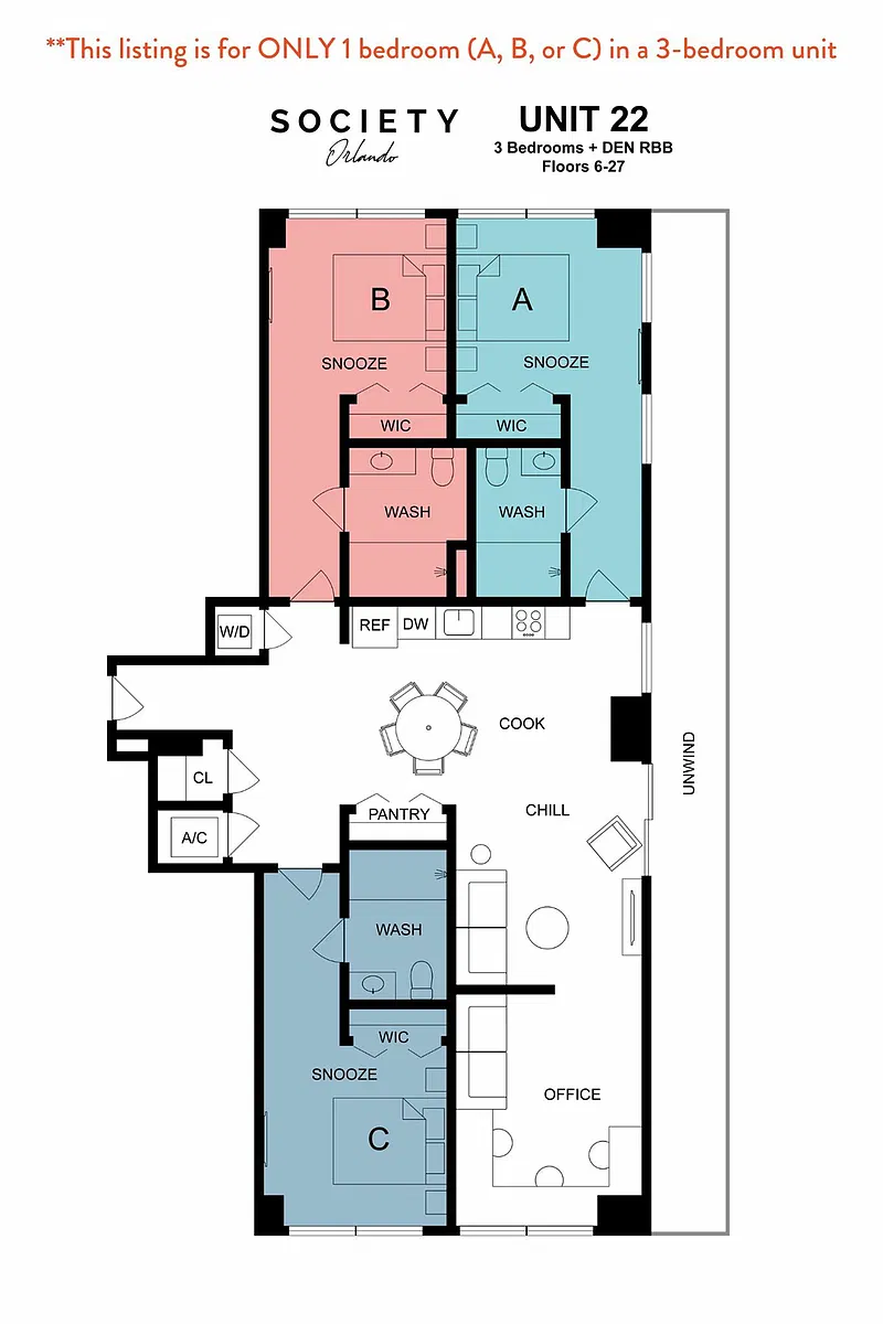Floor plan Rent-By-Bedroom | D1