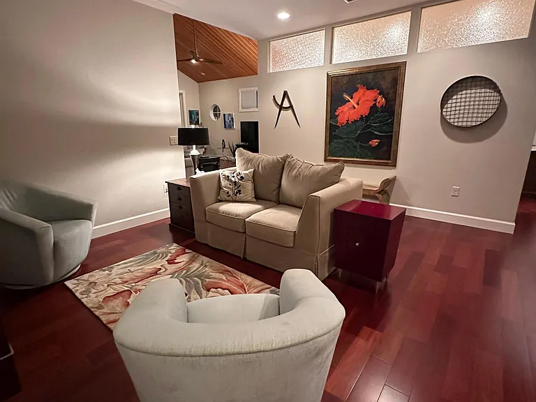 Den/Seating Area with electric fire place