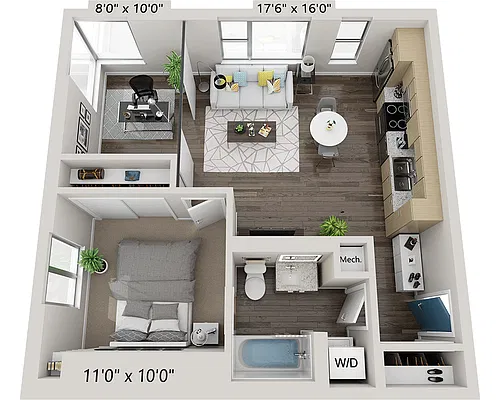 Floor plan One Bedroom A1TD