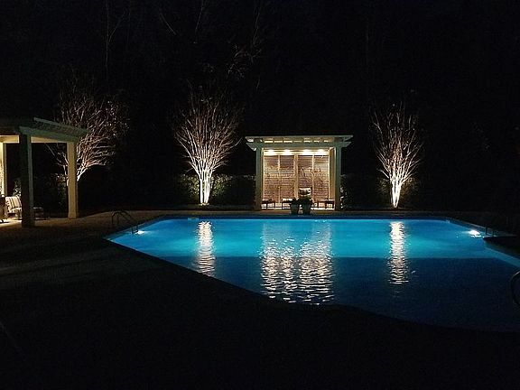 Pool deck nighttime