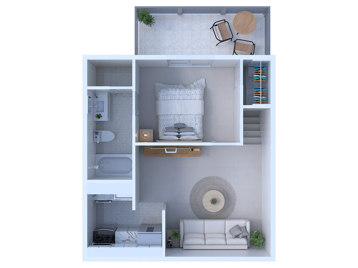 Floor plan 1 Bedroom Junior-417