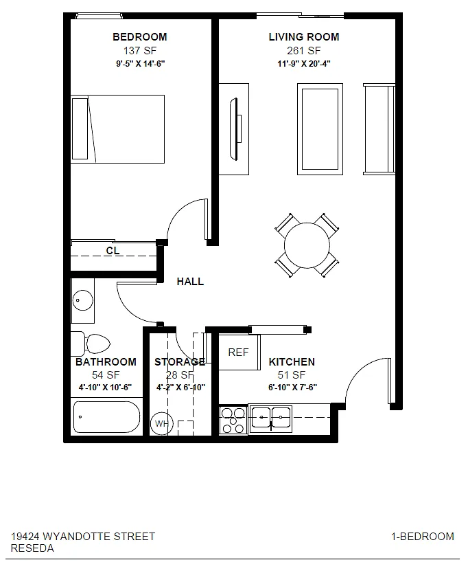 Floor plan ONE BEDROOM