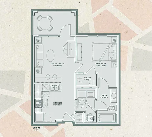 Floor plan A1 - 1 Bedroom