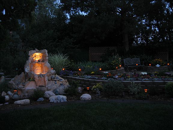 Water feature at night