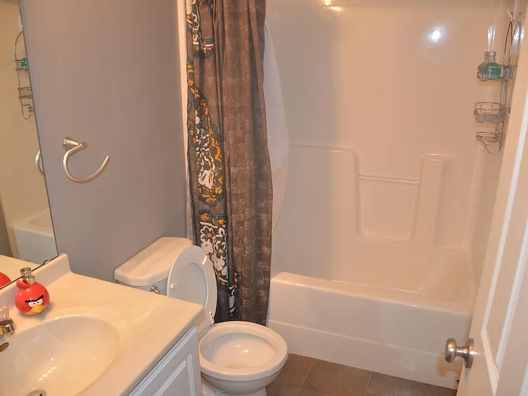 Full bathroom off hallway