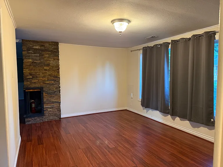 Dining room with large windows to street