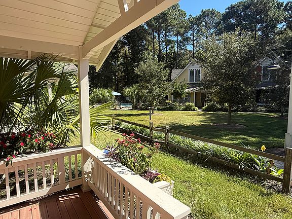 View from the front porch overlooking the courtyard