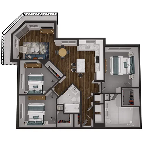 Floor plan 3x2 - 1306 sqft
