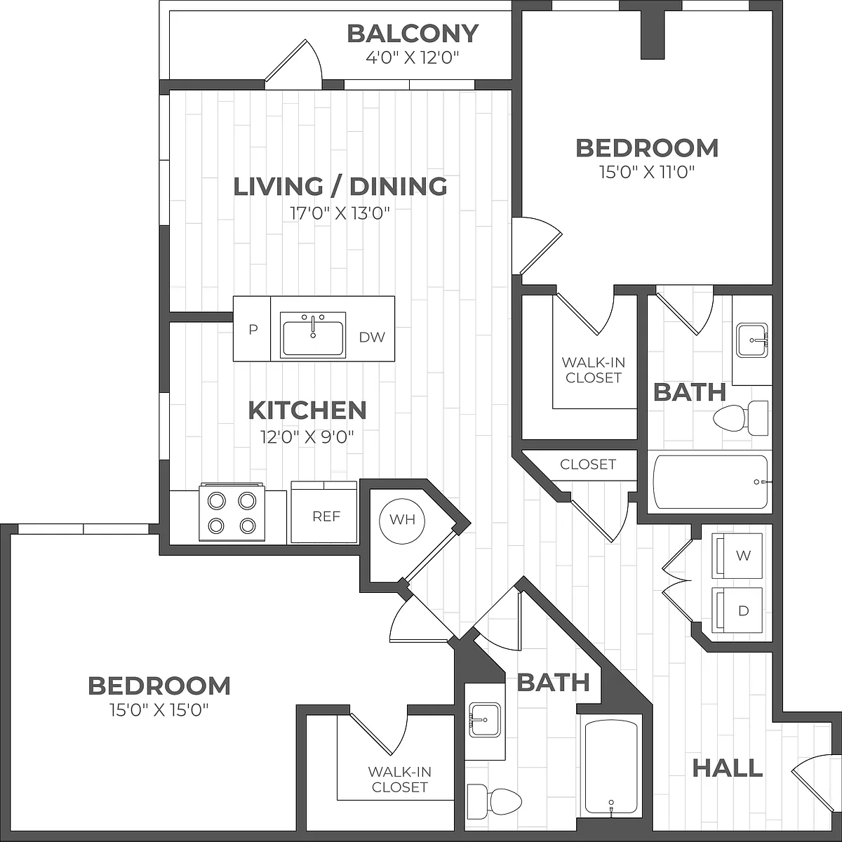 Floor plan 2 Bed/2 Bath-2I