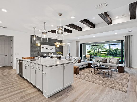 Open flow-through layout with connected spaces