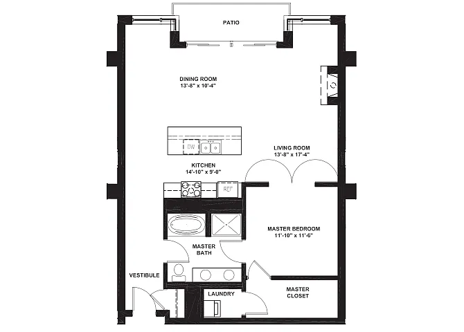 Floor plan 1 Bed 1 Bath