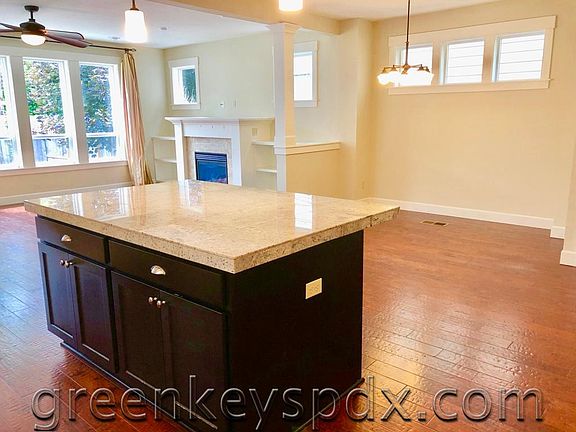 Island and dining area