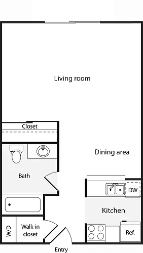 Floor plan Studio A with WD