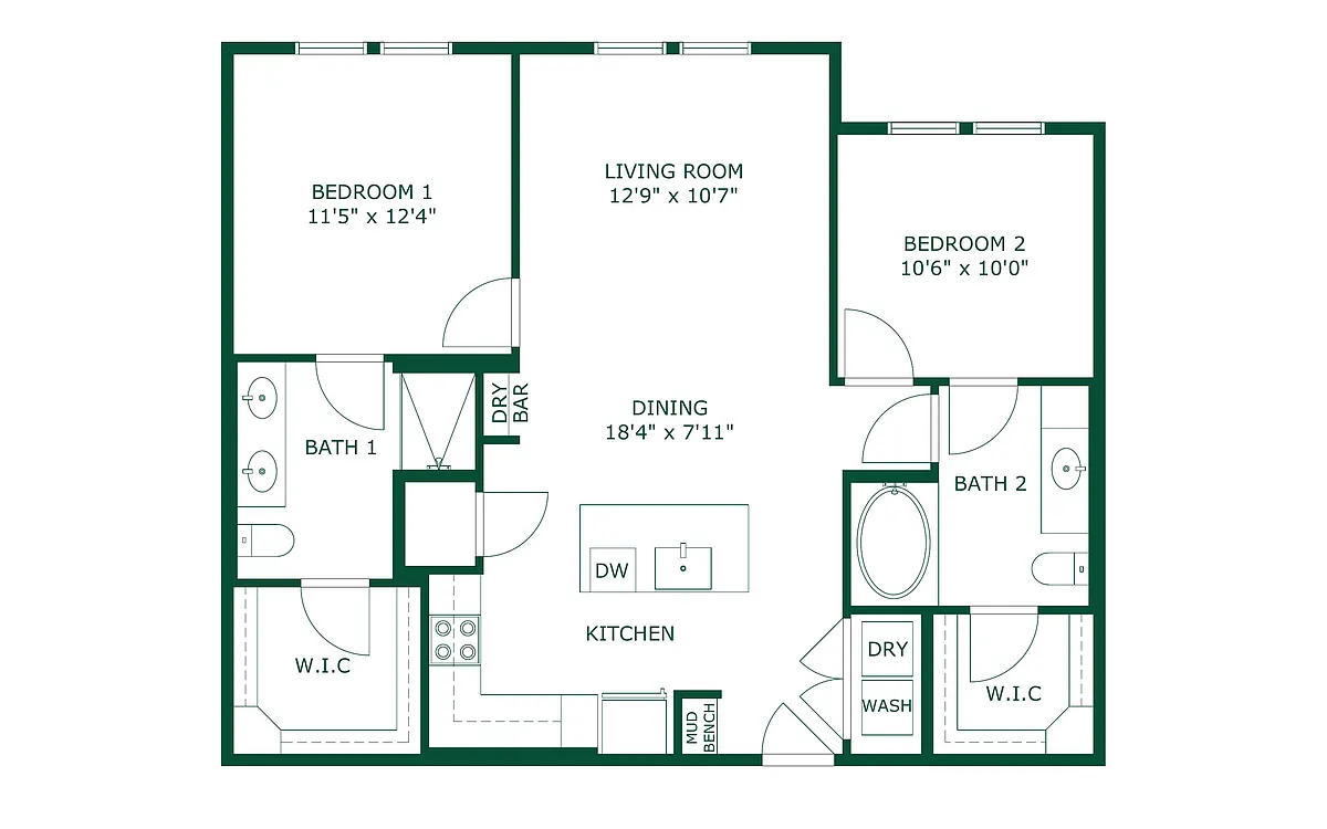 Floor plan 2 Bedroom 2 Bath