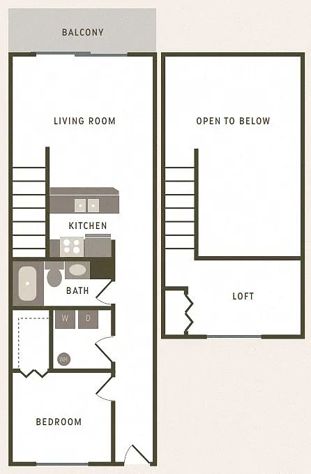Floor plan 1 Bedroom with Loft