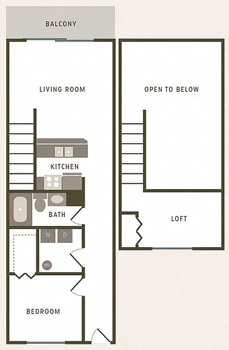Floor plan 1 Bedroom with Loft